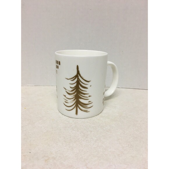 Starbucks Gold Tone  Christmas Tree Coffee Tea  Holiday 2014 Collectable Mug - Picture 1 of 7